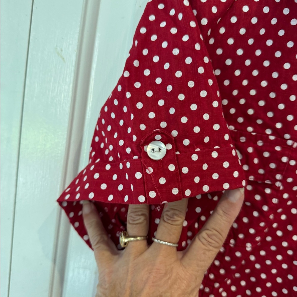 Karen Scott Red Polka Dot Button Down Shirt - Picture 5 of 5
